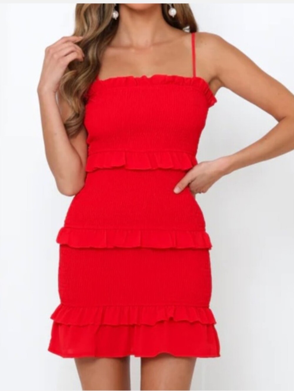 Hello Molly Red Ruffle Mini Dress